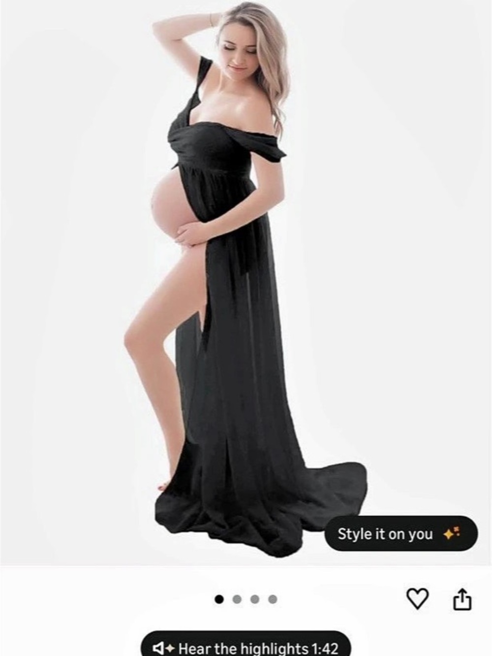 Women's Black Maxi Off-Shoulder Dress Small